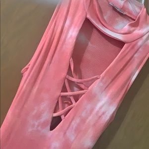 Fashion Nova Pink and White Sundress